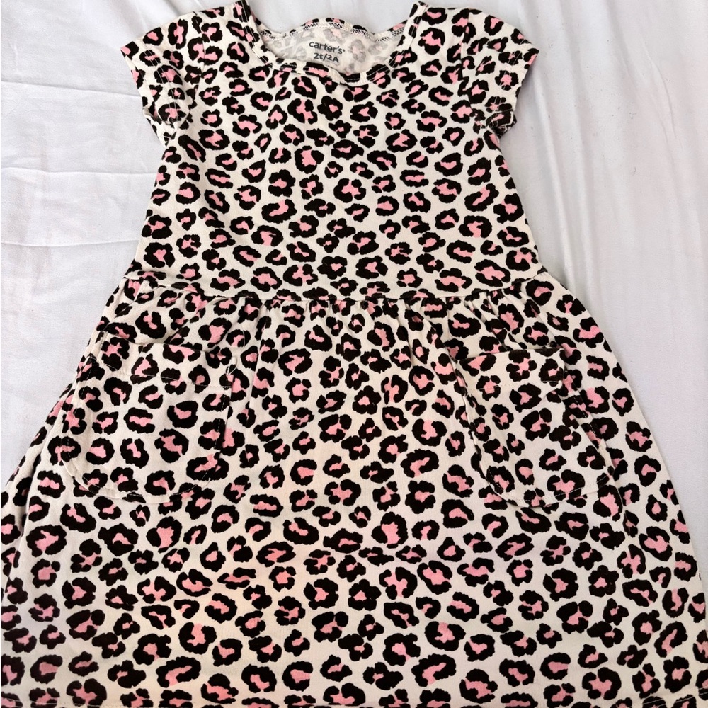 Carter's Pink and Black Leopard Print Kids Dress